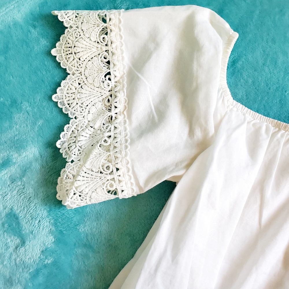 White Ruffled Cotton Shirt/ Blouse - Picture 2 of 4